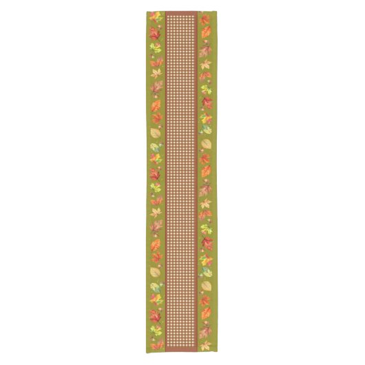 Herfstbladeren & Gingham Korte Tafelloper (Voorkant)