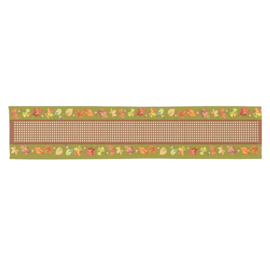 Herfstbladeren & Gingham Korte Tafelloper (Horizontaal)