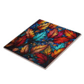 Herfstbladeren Glas in Lood Tegeltje (Zijkant)