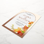 Herfstbladeren Gold Boho Classic | Moderne bruilof Folie Uitnodiging (Gedraaid)