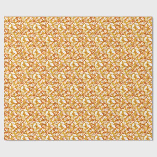Herfstbladeren: Golden  Repeat Cadeaupapier (Vlak)