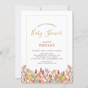 Herfstbladeren & Goud Baby Shower / Sprinkle Kaart