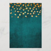 Herfstbladeren Goud en Blauwgroen Blauw Bruiloft Menu (Achterkant)