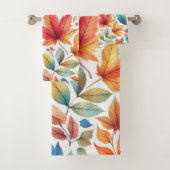 Herfstbladeren Goud Teal Oranje Handdoekenset Bad Handdoek (Insitu)