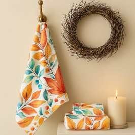 Herfstbladeren Goud Teal Oranje Handdoekenset Bad Handdoek