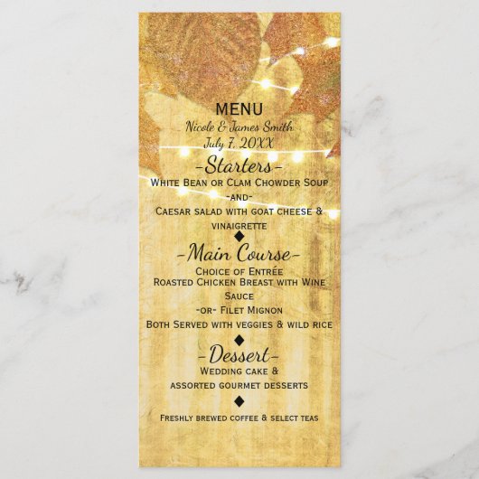 Herfstbladeren Gouden Herfst Rustieke Bossen Menu (Voorkant)