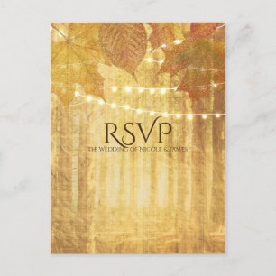 Herfstbladeren Gouden Herfst Rustieke Bossen RSVP Uitnodiging Briefkaart
