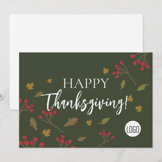 Herfstbladeren Groen Prettig Thanksgiving Eigen lo Feestdagenkaart (Voorkant / Achterkant)