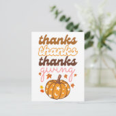 Herfstbladeren Groovy Pumpkin Vakantie Thanksgivin Briefkaart (Staand voorkant)