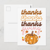 Herfstbladeren Groovy Pumpkin Vakantie Thanksgivin Briefkaart (Voorkant / Achterkant)