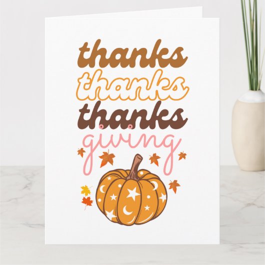 Herfstbladeren Groovy Pumpkin Vakantie Thanksgivin Kaart (Voorkant)