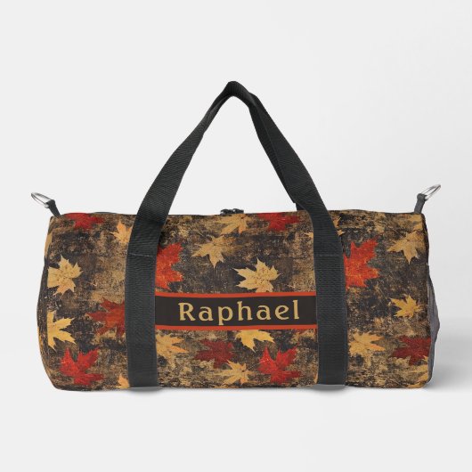 Herfstbladeren Grunge Graphite Duffel Bag Plunjezak (Voorkant)