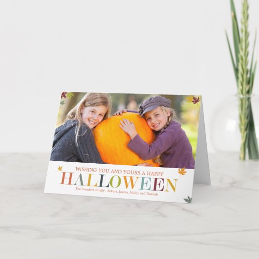 Herfstbladeren Halloween-foto-kerstkaarten Kaart (Voorkant)