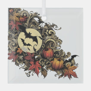 Herfstbladeren. Halloween patroon. Glas Ornament