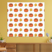 Herfstbladeren: handgetekend pompoenpatroon canvas afdruk (Insitu (Woonkamer))