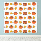 Herfstbladeren: handgetekend pompoenpatroon canvas afdruk (Insitu (Houten vloer))