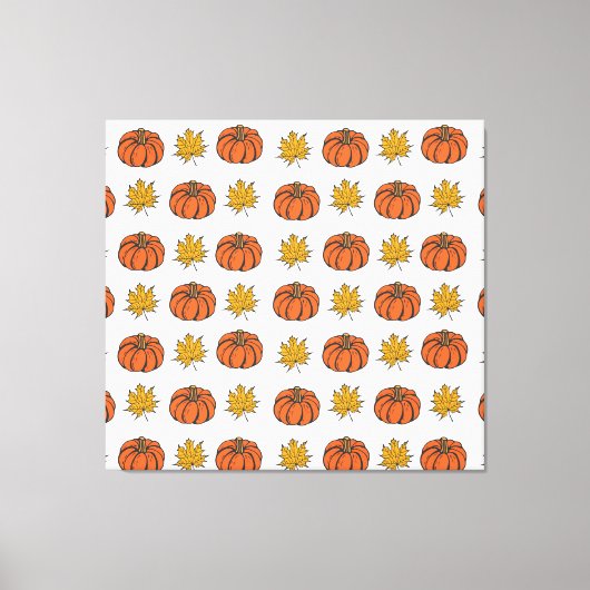 Herfstbladeren: handgetekend pompoenpatroon canvas afdruk (Voorkant)