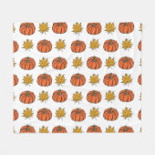 Herfstbladeren: handgetekend pompoenpatroon fleece deken (Voorkant (Horizontaal))