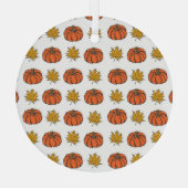 Herfstbladeren: handgetekend pompoenpatroon glas ornament (Achterkant)