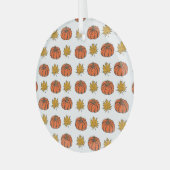 Herfstbladeren: handgetekend pompoenpatroon glas ornament (Voorkant links)