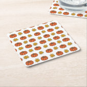 Herfstbladeren: handgetekend pompoenpatroon kartonnen onderzetters (Schuin)