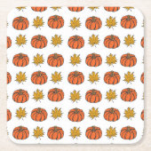 Herfstbladeren: handgetekend pompoenpatroon kartonnen onderzetters (Voorkant)
