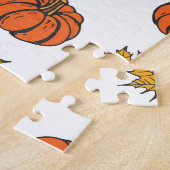 Herfstbladeren: handgetekend pompoenpatroon legpuzzel (Zijkant)