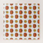 Herfstbladeren: handgetekend pompoenpatroon legpuzzel (Horizontaal)