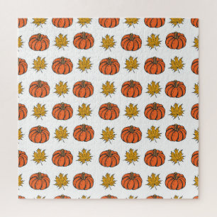 Herfstbladeren: handgetekend pompoenpatroon legpuzzel