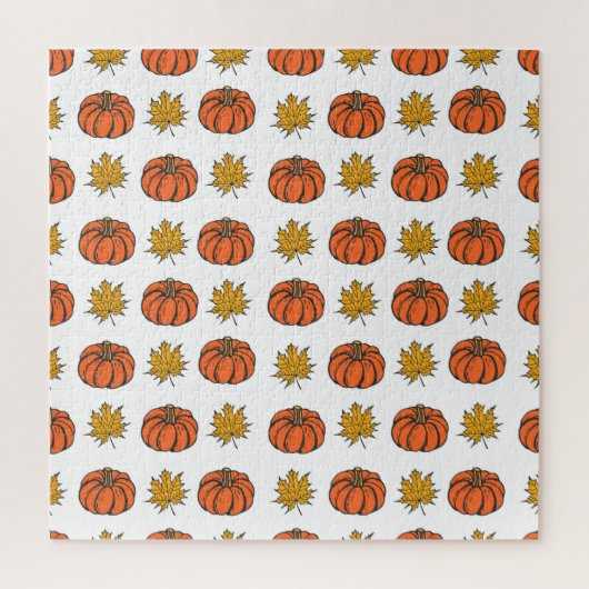 Herfstbladeren: handgetekend pompoenpatroon legpuzzel (Verticaal)