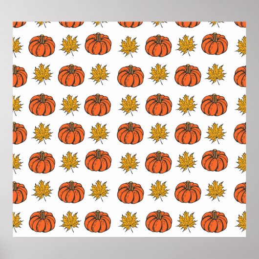 Herfstbladeren: handgetekend pompoenpatroon poster (Voorkant)