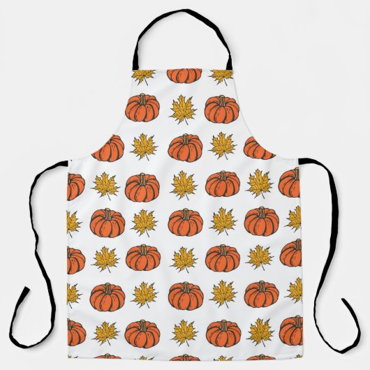Herfstbladeren: handgetekend pompoenpatroon schort (Voorkant)