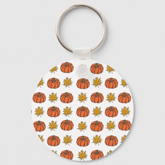Herfstbladeren: handgetekend pompoenpatroon sleutelhanger (Voorkant)