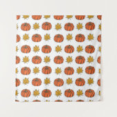 Herfstbladeren: handgetekend pompoenpatroon wandkleed (Voorkant)