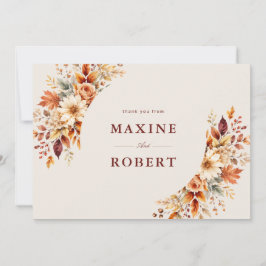 Herfstbladeren Herfst Botanische Aquarel Bruiloft Bedankkaart