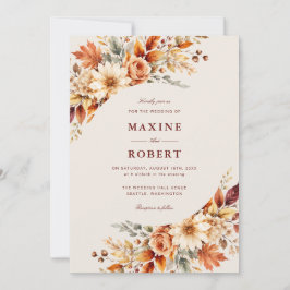 Herfstbladeren Herfst Botanische Aquarel Bruiloft Kaart