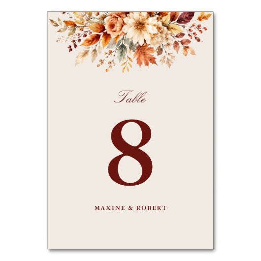 Herfstbladeren Herfst Botanische Aquarel Bruiloft Kaart (Voorkant)