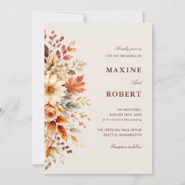 Herfstbladeren Herfst Botanische Aquarel Bruiloft Kaart