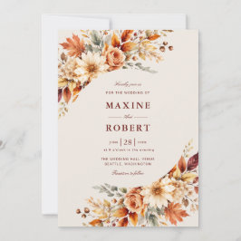 Herfstbladeren Herfst Botanische Aquarel Bruiloft Kaart