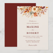 Herfstbladeren Herfst Botanische Aquarel Bruiloft Kaart (Voorkant / Achterkant)