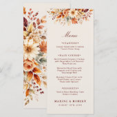 Herfstbladeren Herfst Botanische Aquarel Bruiloft Menu (Voorkant / Achterkant)