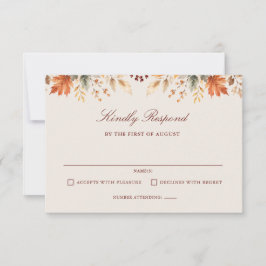 Herfstbladeren Herfst Botanische Aquarel Bruiloft RSVP Kaartje