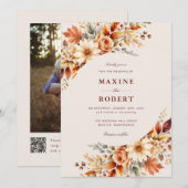 Herfstbladeren Herfst Botanische QR-code Foto Brui Kaart (Voorkant / Achterkant)