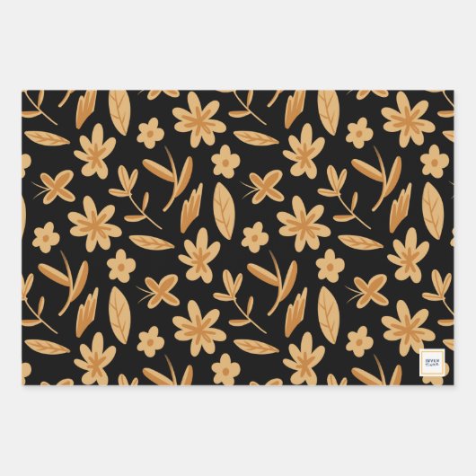 Herfstbladeren herfst in winterbloemenpatroon natu inpakpapier vel (Voorkant 3)