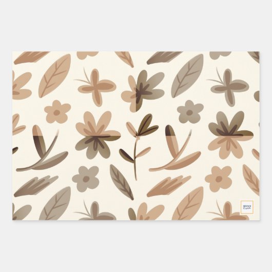 Herfstbladeren herfst in winterbloemenpatroon natu inpakpapier vel (Voorkant 2)