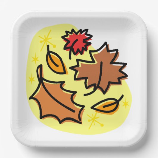 Herfstbladeren Herfst kleurrijke seizoensgebonden  Papieren Bordje (Voorkant)