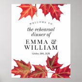 Herfstbladeren Herfst Oefenavondmaal Welkomstbord Poster (Voorkant)