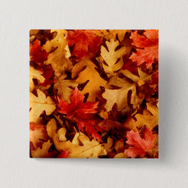 Herfstbladeren - Herfstkleuren Vierkante Button 5,1 Cm