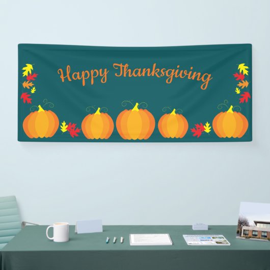 Herfstbladeren Herfstpompoen Thanksgiving Spandoek (Beurs)