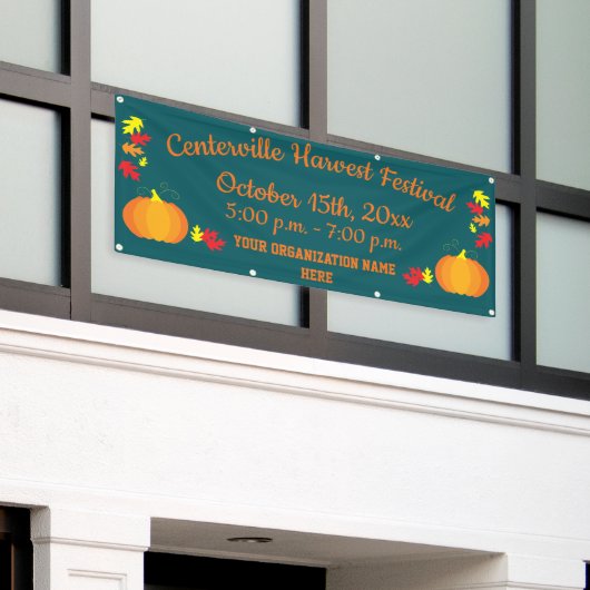 Herfstbladeren Herfstpompoenoogstfeest Spandoek (Buitenkant Gebouw)